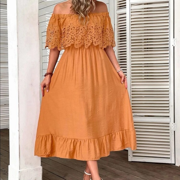 Boho lace detail off shoulder dress - Picture 5 of 8